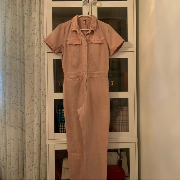 Young Fabulous And Broke Pink Denim Utility Jumpsuit Barbie core Size X-Small - Picture 2 of 6